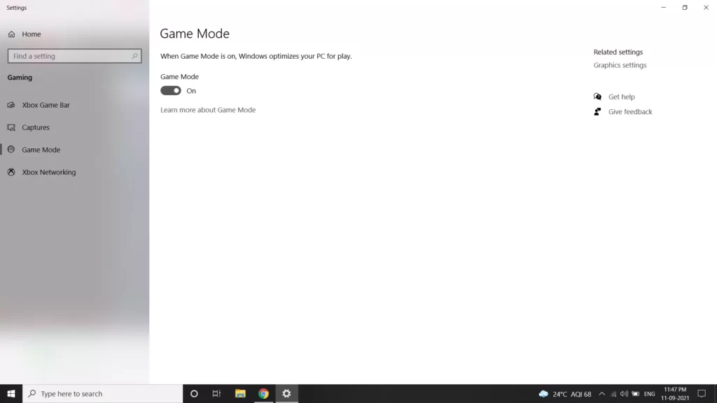Enable Gaming Mode in Windows